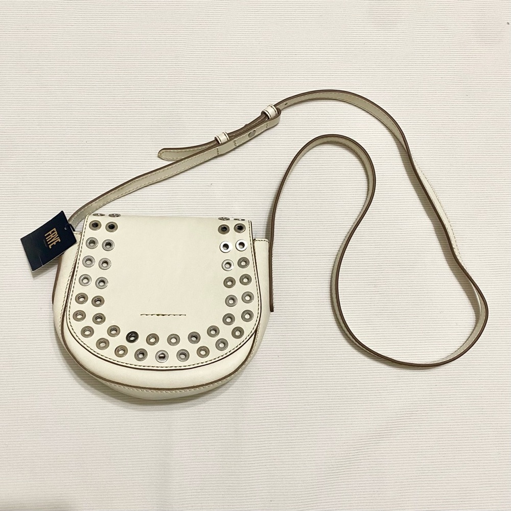 Frye Cassidy Saddle Crossbody Bag White Leather